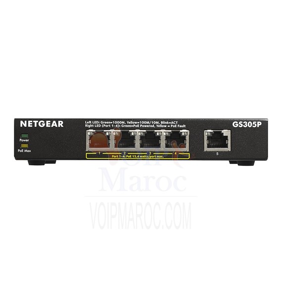 Switch 5 Ports 10/100/1000 RJ45 dont 4 ports PoE GS305P