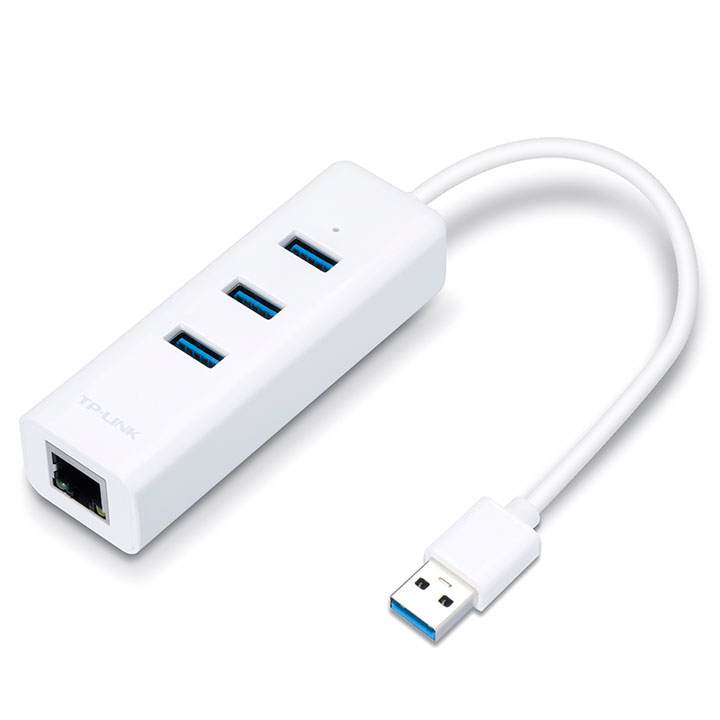 Adaptateur réseau USB 3.0 Gigabit Ethernet + hub 3 ports USB 3.0