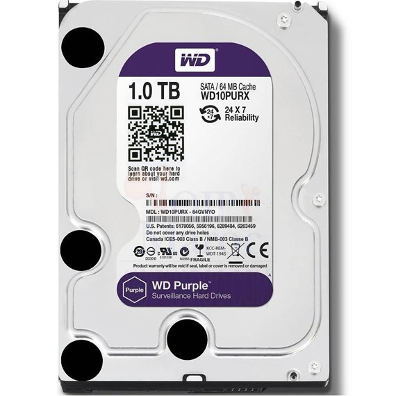 Disque dur interne de surveillance 1TB Violet 3.5" SATA 6Gb /s WD10PURZ