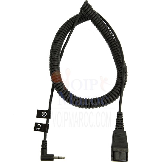 Câble Mini Jack 2,5 mm vers QD pour Jabra et Panasonic 8800-01-46