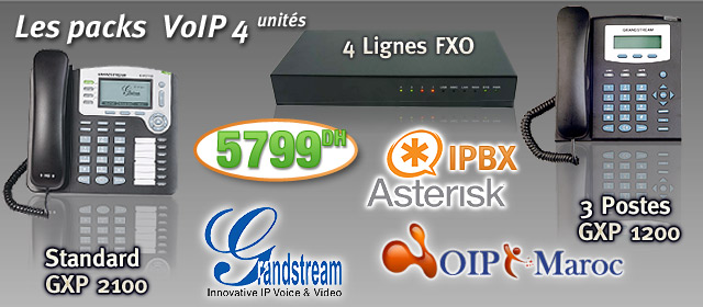 Pack GrandStream 1 standard de 4 lignes et 3 postes extensible a 30 postes
