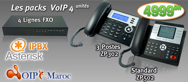 PBX Asterisk a 4 Lignes avec 4 Postes IP