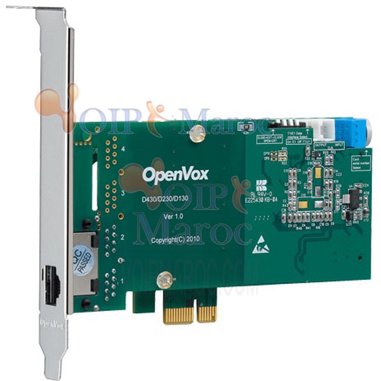 Carte T1/E1/J1 PRI 1 Port PCI-E (Version avancée, Bas Profil) D130