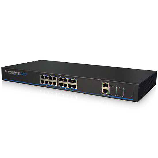 SWITCH 18 PORT WEB MANAGMNT CCTV 250M 16*POE 30W+ 2*UPLINK D2319