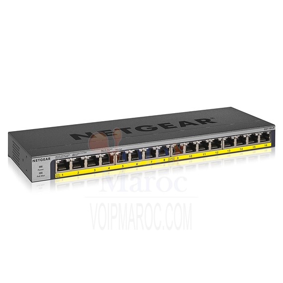Switch de Réseau Non gestionable PoE + avec 16 Ports Gigabit Ethernet RJ-45 GS116LP