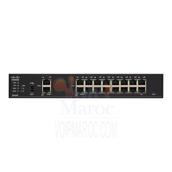 Routeur VPN avec 16 ports Gigabit Ethernet et 2 port USB RV345-K9-G5