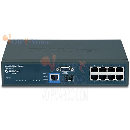 Switch 8 ports 10/100Mbits SNMP niv2+1 port mini-GBIC+1 port Gigabit RJ45 TEG-S811FI